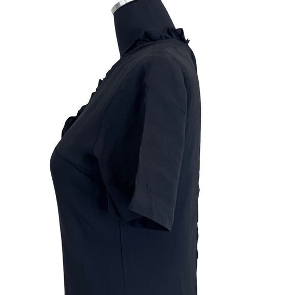 Vintage 1960s Black Mad Men Wiggle Dress with Ruffle Neck & Bow – ILGWU - Picture 4 of 15